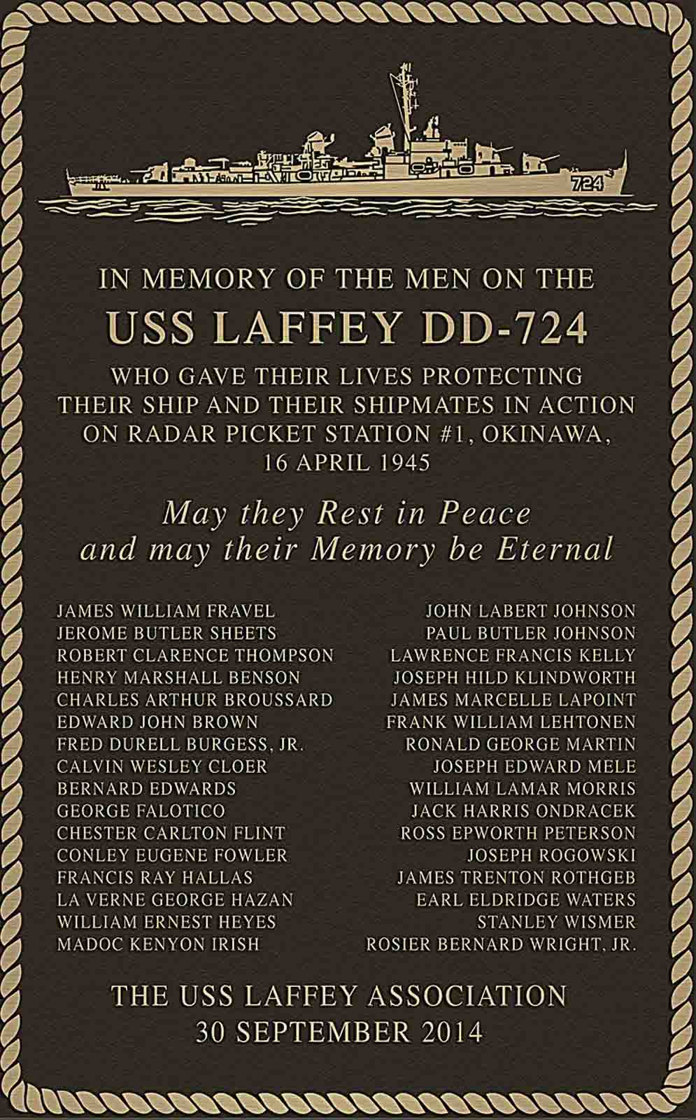 In Memory Of The Men On The USS Laffey Dd- 724